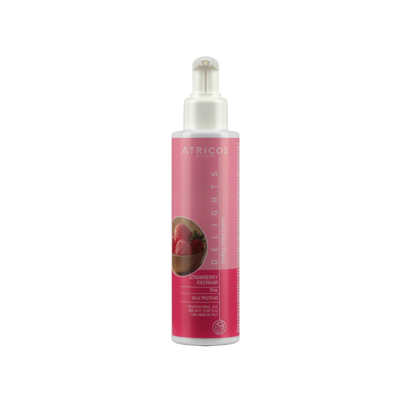 Atricos Delights Direct Gel Colouring - Strawberry Icecream (Pink) - Přímý pigment (barvící gel) - Jahodová zmrzlina (růžová) 150 ml