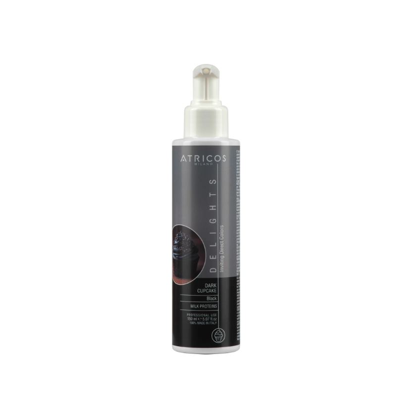 Atricos Delights Direct Gel Colouring - Dark Cupcake (Black) - Přímý pigment (barvící gel) - Tmavý košíček (Černá) 150 ml